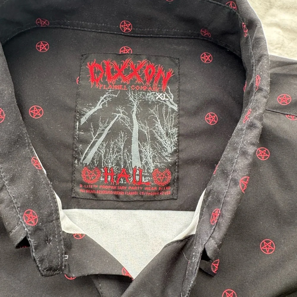 DIXXON “Hail” Black Shirt with Red Pentagrams - Picture 4 of 4